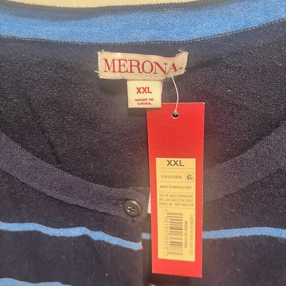 Stripe Pattern Navy Blue Sweater - Picture 2 of 6